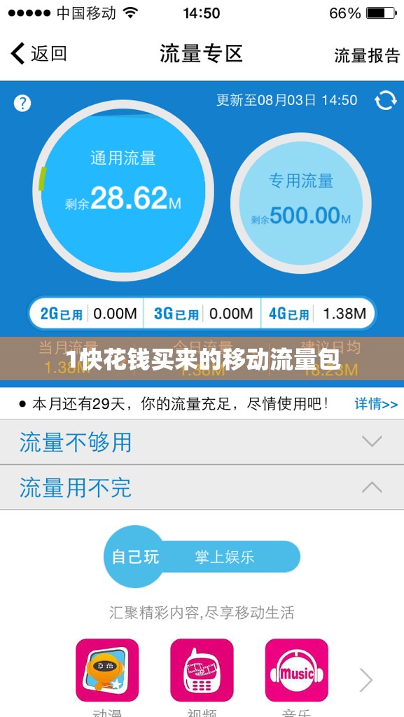 1快花钱买来的移动流量包